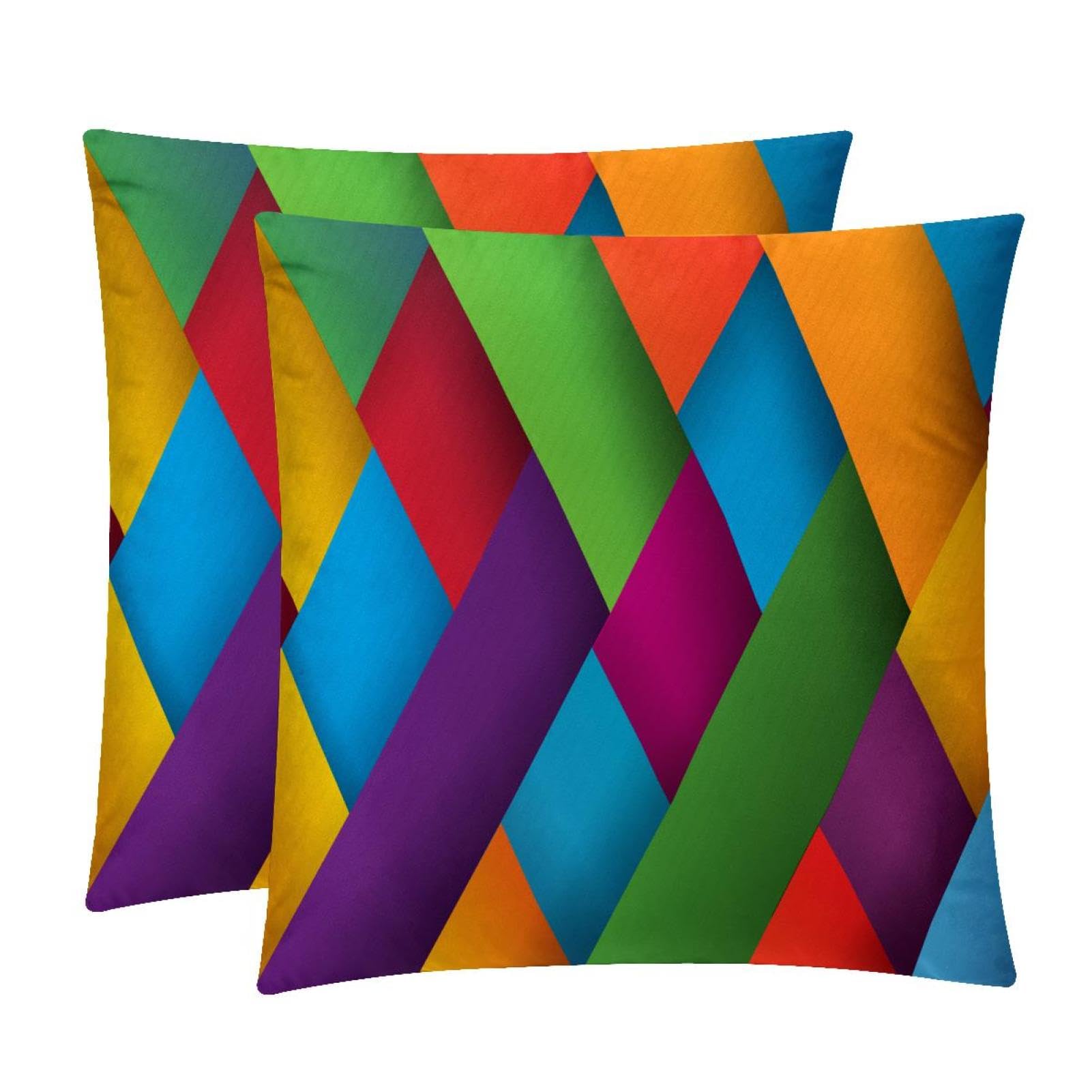 TDGKPZ Multicolor Stripes Throw Pillow Covers 2 Pack Pillowcases Soft Cozy Pillow Cases For Couch Bed Sofa 50x50cm