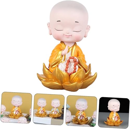 Miniatura 6 de VOSAREA 2 piezas de adornos de monje en miniatura, accesorios de coche de resina