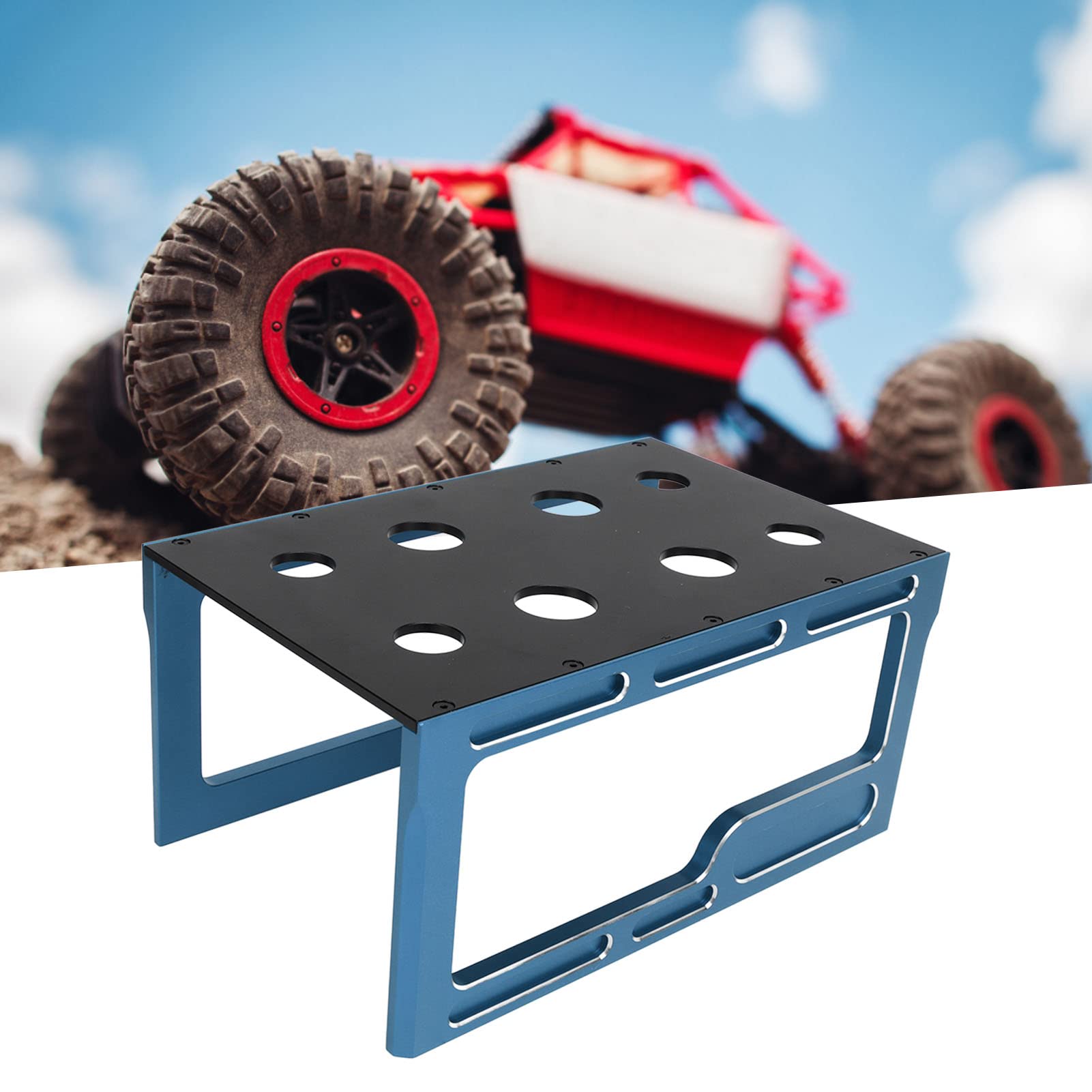 HEEPDD Plataforma de Montaje de Soporte de Trabajo de Coche RC, Estación de Reparación de Coche RC, Fácil Montaje Estable de Aleación de Aluminio para Modelo 1/8 (Azul)