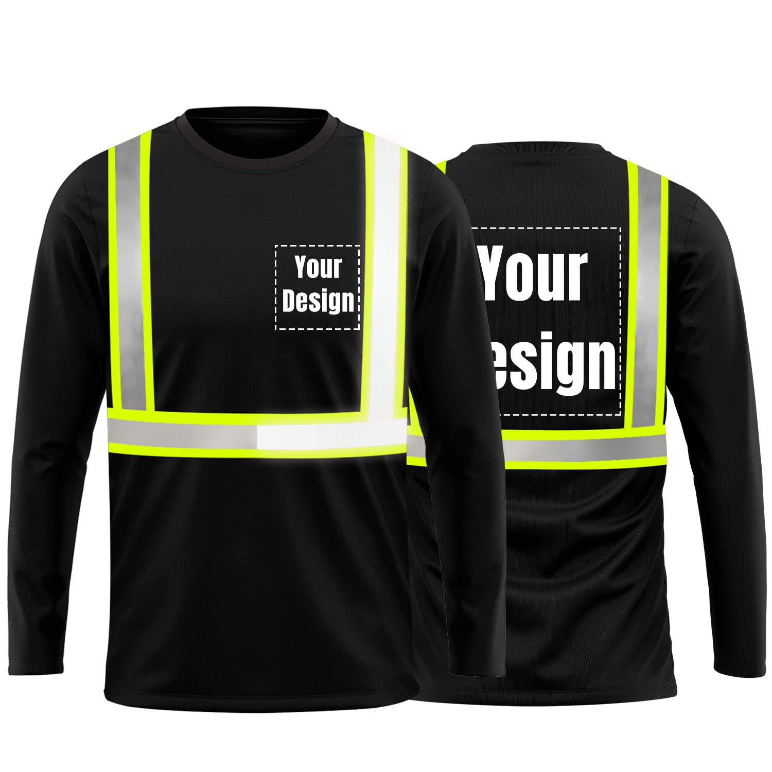 High Visibility Reflective Safety Shirts Customize Logo With Reflective Strips Hi Vis Long Sleeve Protective Workwear