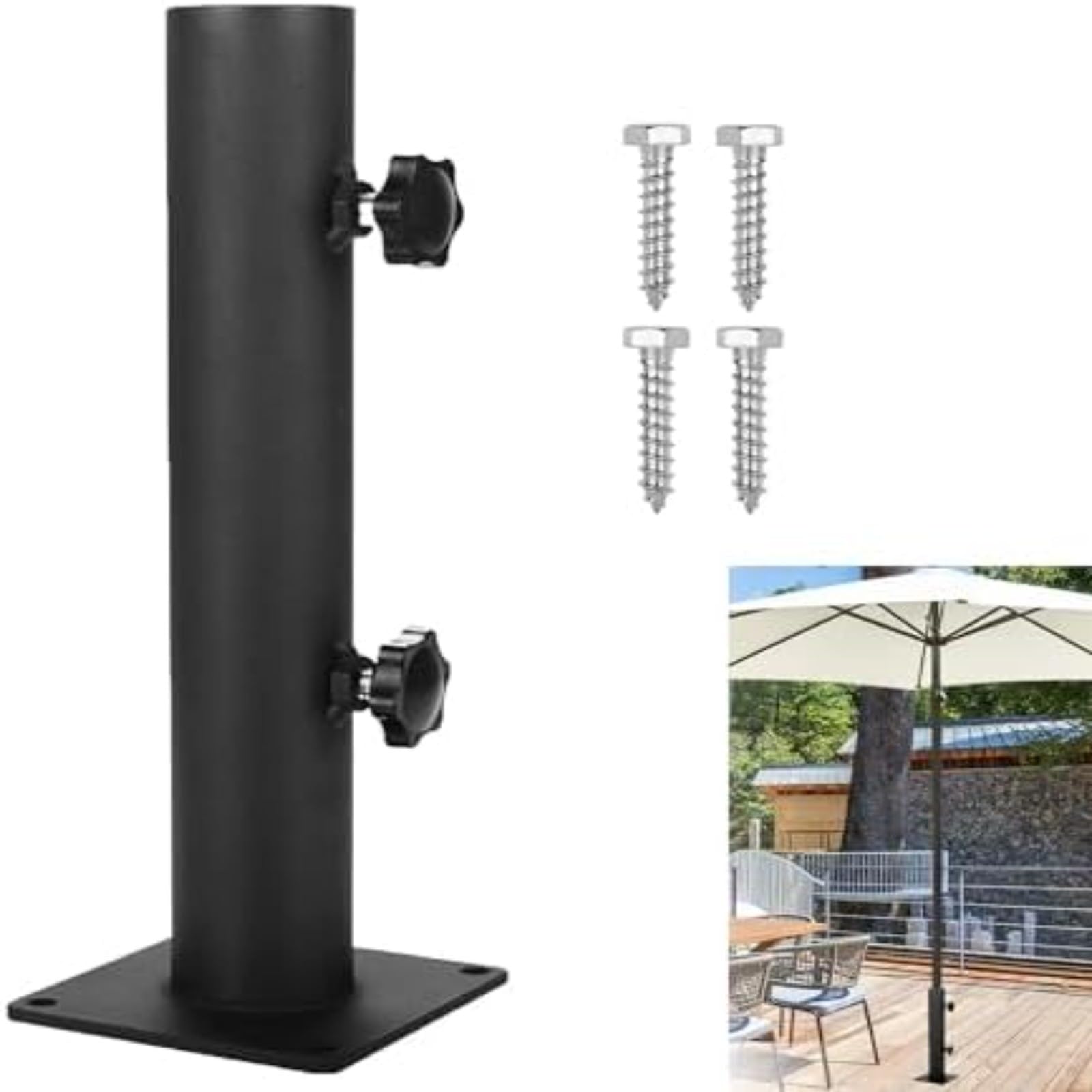 Wytrzymały stojak na parasol ze stali nierdzewnej, regulowany uchwyt z rękawami redukcyjnymi 48 mm, 38 mm, 32 mm, do parasoli ogrodowych i tarasowych, akcesoria outdoorowe