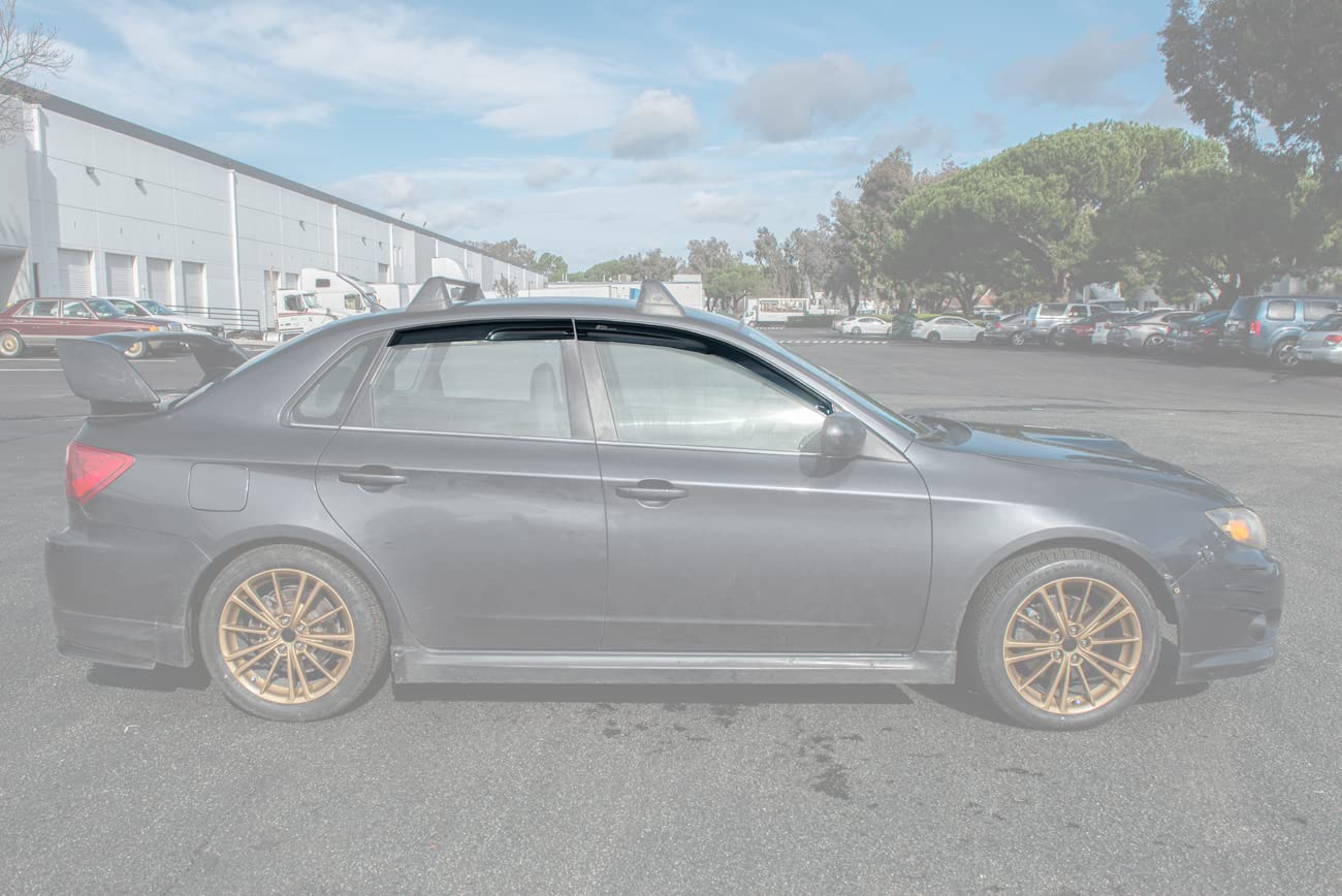 Replacement for 2008-2011 Subaru Impreza 2008-2014 WRX STi Models | EOS Visors JDM Mugen Tape-On Style Smoke Tinted Side Vents Window Deflectors Rain
