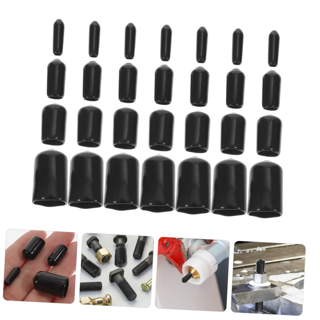 CIYODO 80pcs Screw Protective Cover Bolt Covers Caps Vacuum Caps Automotive End Caps Screw Pipe Covers Kit Caps for Carburetor Vacuum Plugs Hardware Plugs Flexible Screw Caps Black Rubber