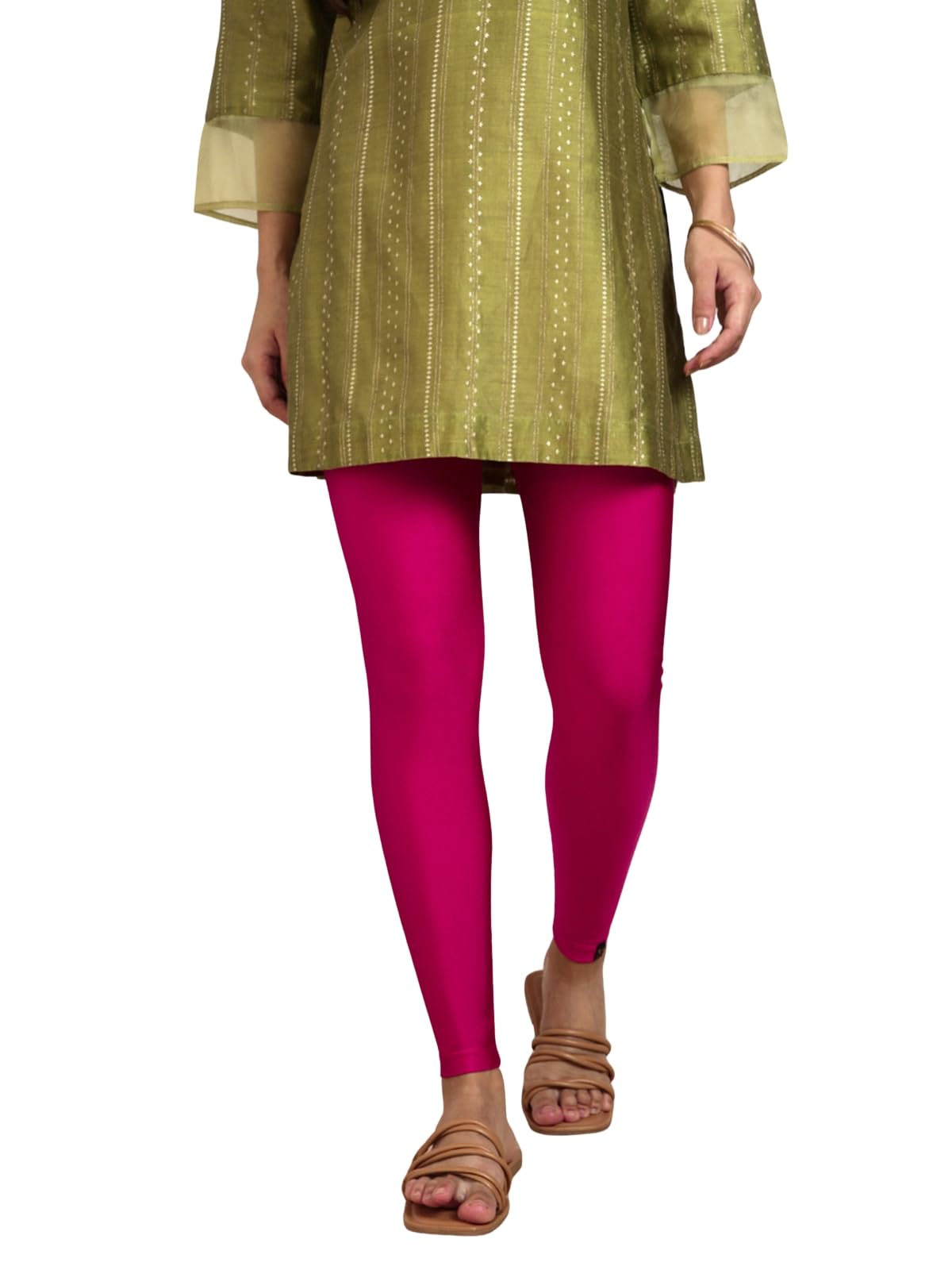 TWIN BIRDS Tailored Cut & Slim Fit Stretchable Nylon Elasthane Fabric Ankle Length Shimmer Leggings for Women