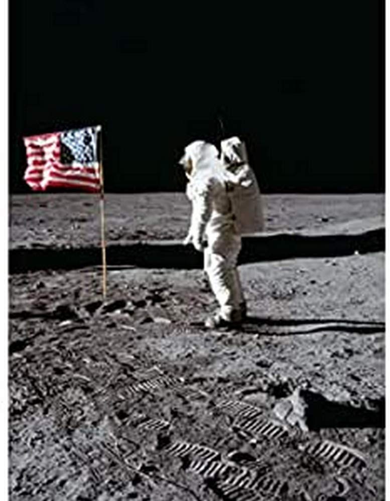 Space NASA Apollo 11 Aldrin Salutes US Flag Moon Photo Art Print Canvas Premium Wall Decor Poster Mural