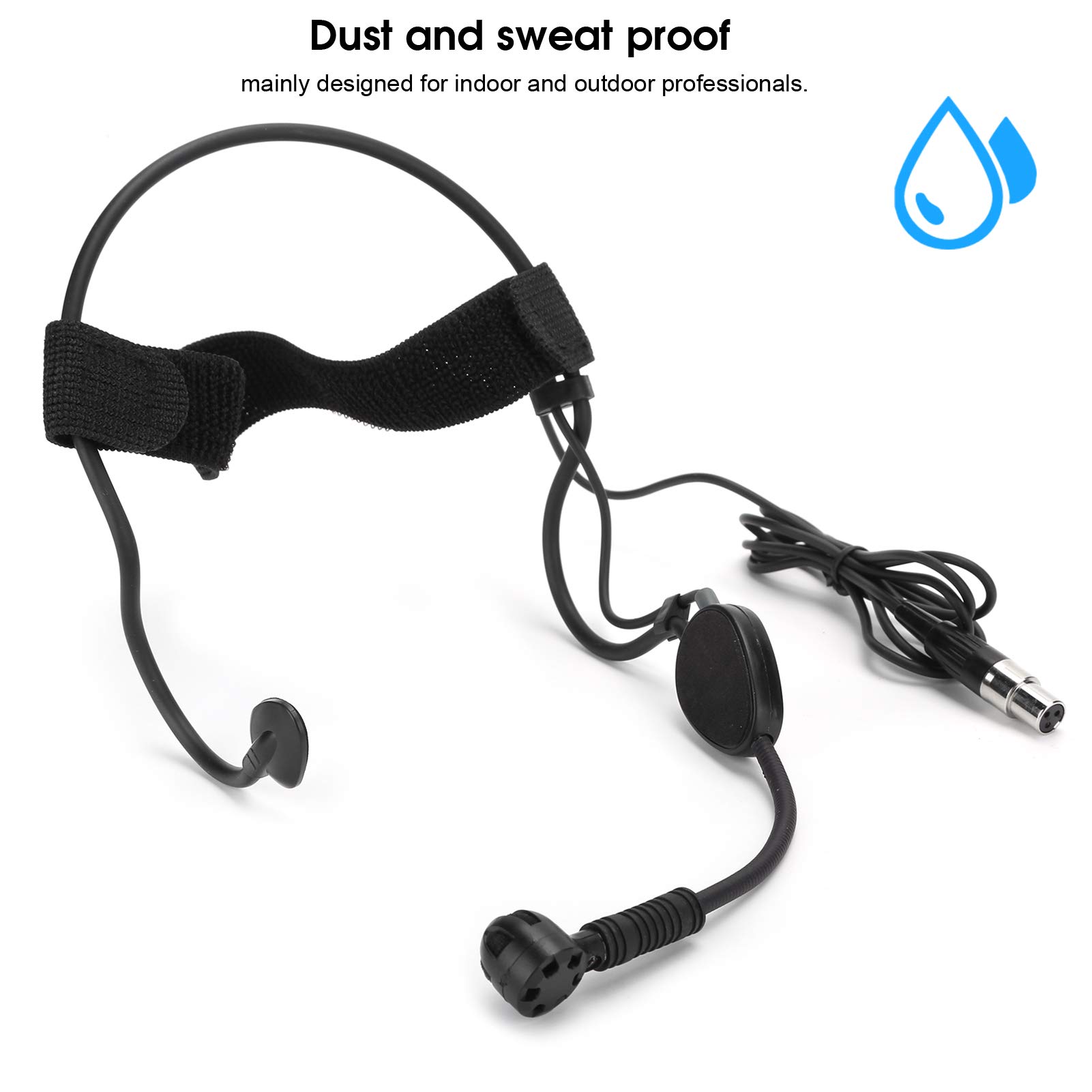 Micro Auriculares de 3 Pines, Mini Micro Condensador de Diadema portátil de micrófono inalámbrico para cámara XLR para Rendimiento en Escenario, enseñanza - Negro