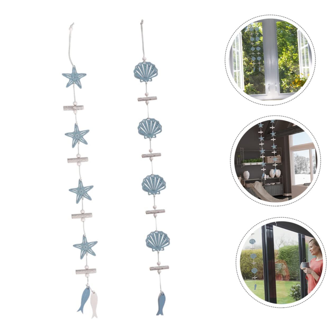 3 Sätze Hölzerne Aufhängung Hängend Wohnzimmer Rustikal Dekorationen Seemerkonte Hochzeitsdeko Wandhängedekoration Wandbehang Ornamente Heimdekoration 2 Stück * 3