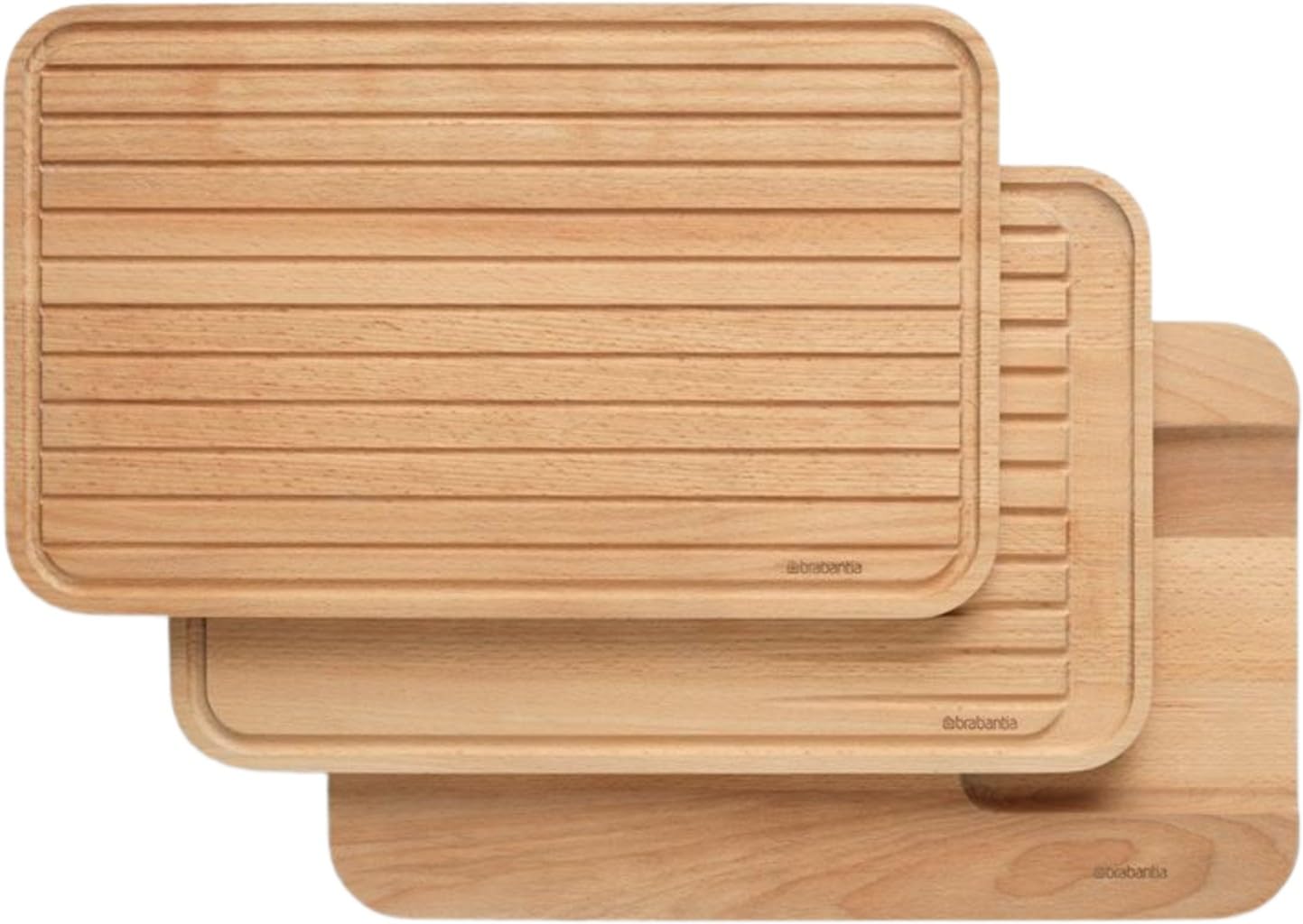Brabantia3 Piece Wooden Chopping Board Set, Multipurpose Vegetables, Bread & Meat/Fish Cutting Boards, Brown (40 x 25 6 cm) Set of 3, 260780