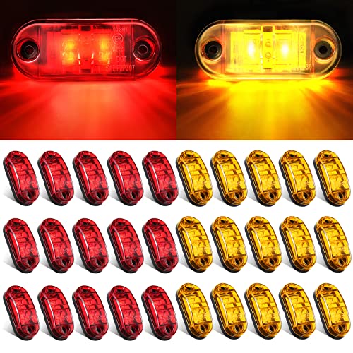 Datanly 30 Pcs 2.5 Inch 2 Diode Trailer Marker Lights Waterproof Led Trailer Side Marker Light Oval Trailer Running Lights For Truck Rv Exterior Marker #TOP23