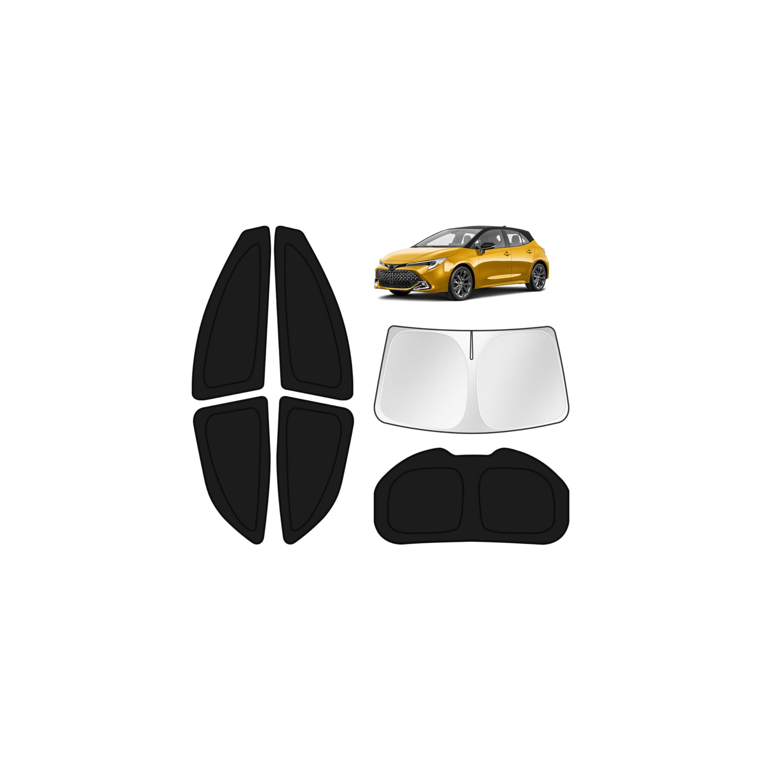 KUST Car Window Shades for 2020-2025 2026 Toyota Corolla Hatchback Accessories Windshield Sun Shade Side Rear Window Covers Sunshade Privacy Protection for Camping Blackout UV Block Full Set 6PCS