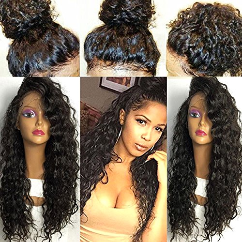 Fushen Hair Silk Top Curly Lace Front Wigs 4x4 Silk Base Wigs 8A Virgin Brazilian Curly Human Hair Wigs for Balck Women(16 inch with 130% Density, silk top lace front wig)