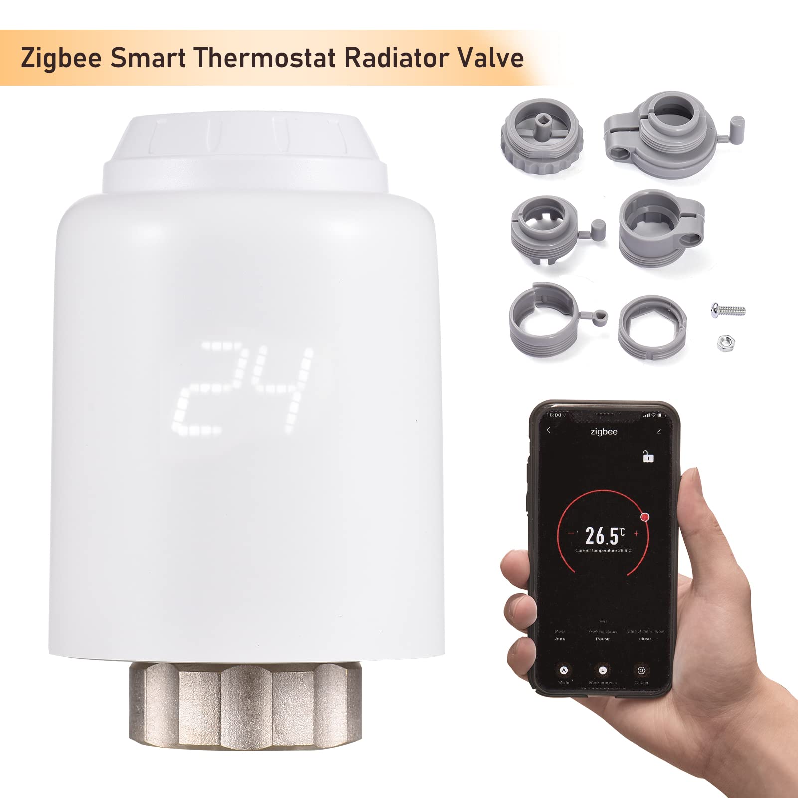 Dioche Valvola di Riscaldamento Termostatica Intelligente con Controllo APP, Controllo Vocale e compatibilità ; Rilevamento Automatico delle Finestre per Funzione Antigelo