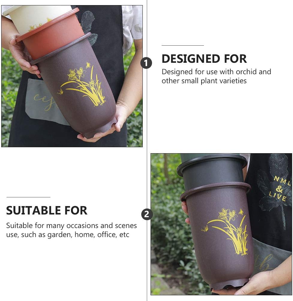 1Set Simple Orchid Planter Creative Garden Flowerpot Home Adornment Purple for All Flowers Succulents