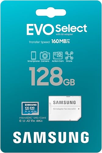 Samsung EVO Select (2024) microSD card + SD adapter, 128GB, Memory card for smartphone and tablet, UHS-I U3, 4K UHD, Full HD, 160 MB/s Read, MB-ME128SA/EU - 9
