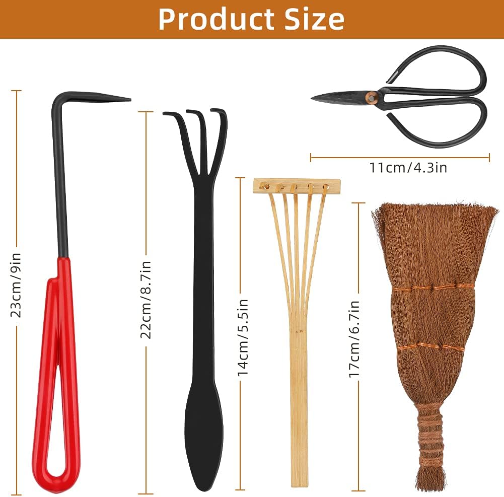 Achort 5 Pcs Bonsai Tools, Bonsai Tree Pruning Trimming Tool Kit Bonsai Tree Care Kit Supplies