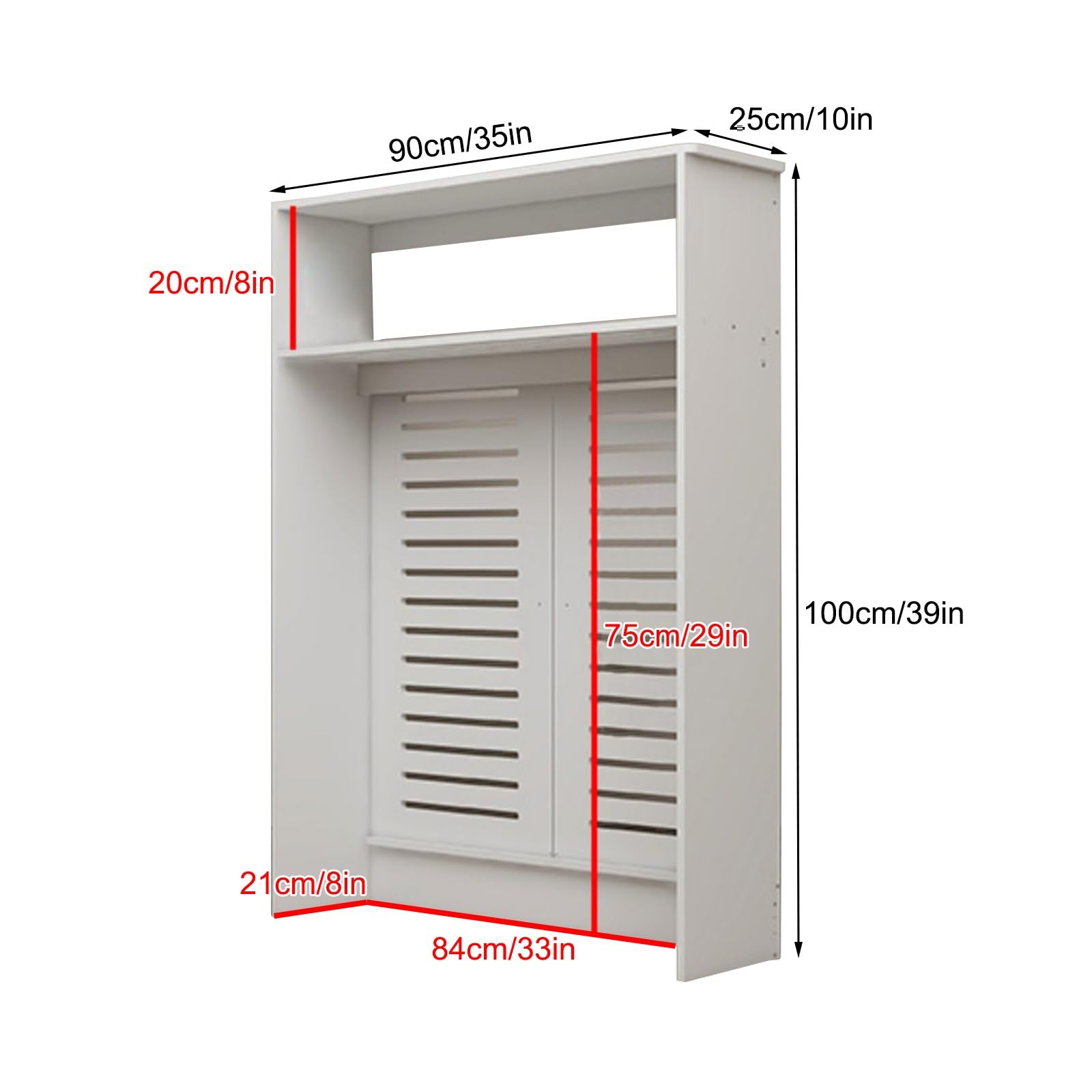 Genérico Cubre radiador y Armario de Almacenamiento, Organizador Decorativo de 2 Puertas para salón y baño, toallero Multifuncional y Zapatero, Cubre Calefactor/tubería (90 x 100 x 25 cm/35 x 39 x 10