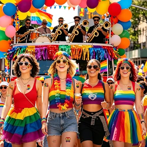 Image of 20 Sheets 2026 Pride Temporary Tattoos,170+ PCS LGBT Rainbow Gay Pride tattoos Stickers for Women, Men, Adults, Rave Party Accessories, Equality Celebrations