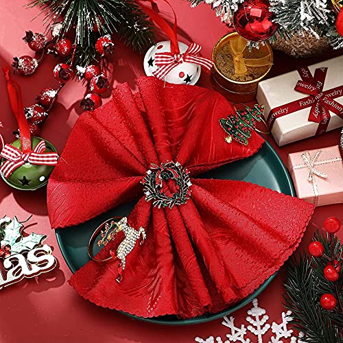 Conjunto de AnéIs de Guardanapo de Natal 9 PeçAs Porta-Guardanapos de Natal Metal ÁRvore de Natal De