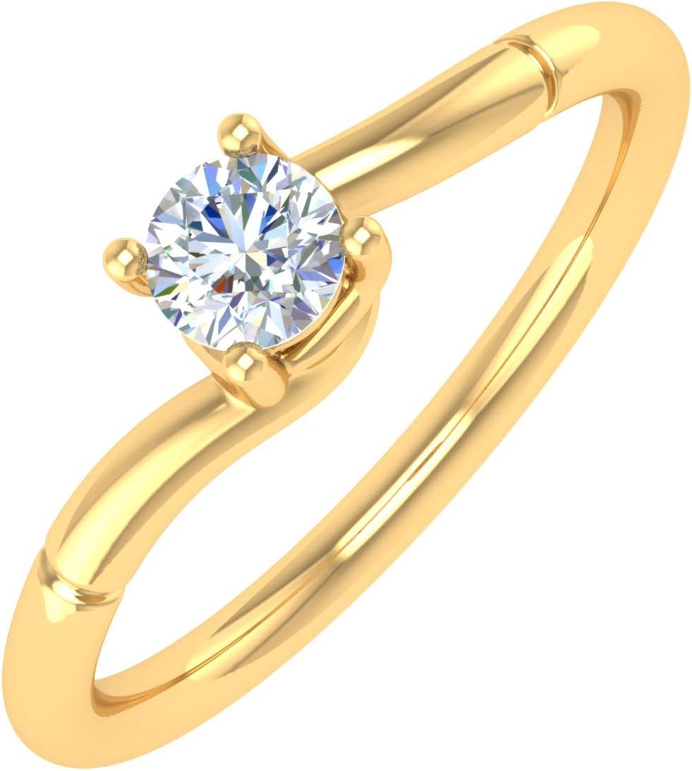 1/4 Carat 4-Prong Set Diamond Solitaire Engagement Ring Band in 10K Gold