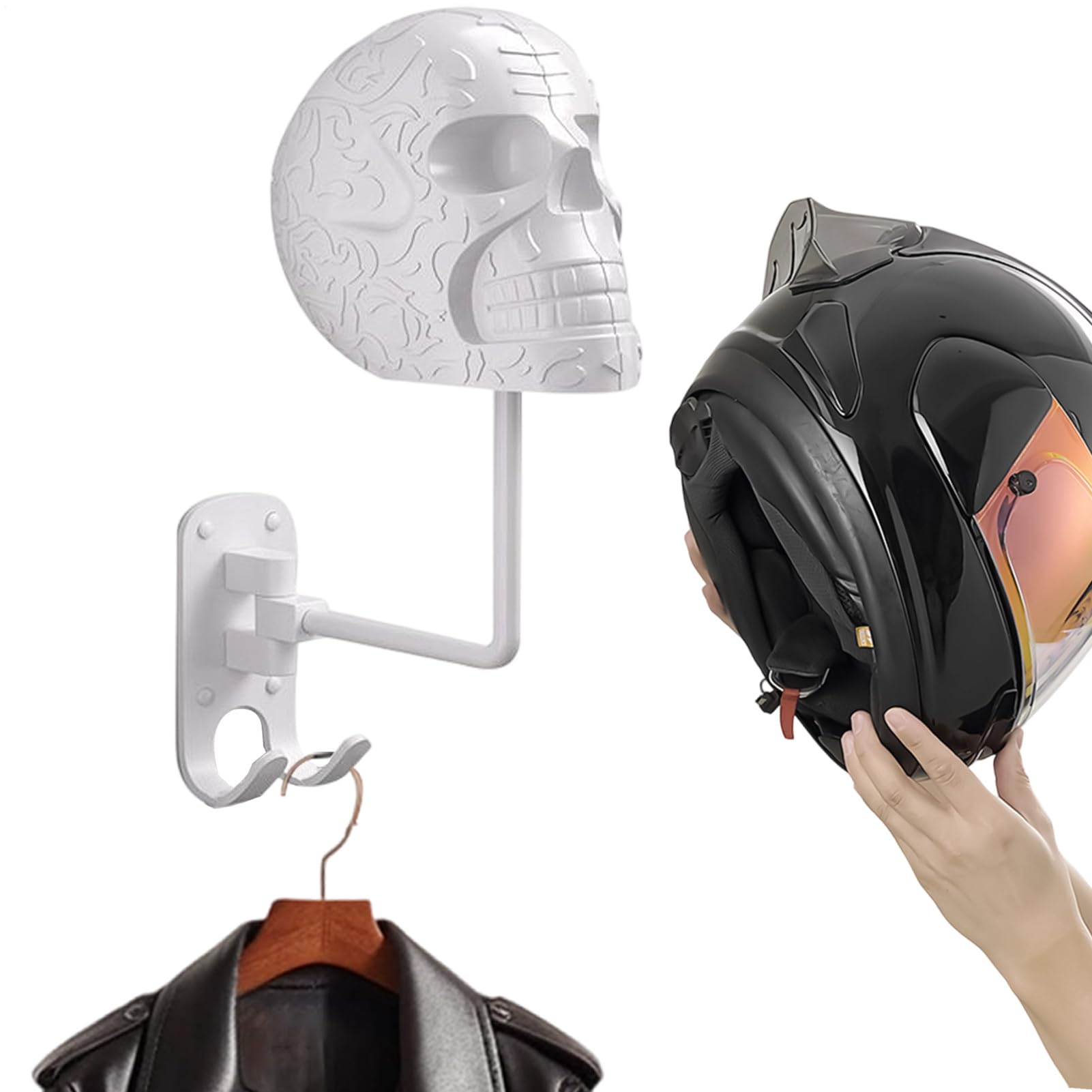 Support mural pour casque de moto idée cadeau Halloween et déco crâne originale