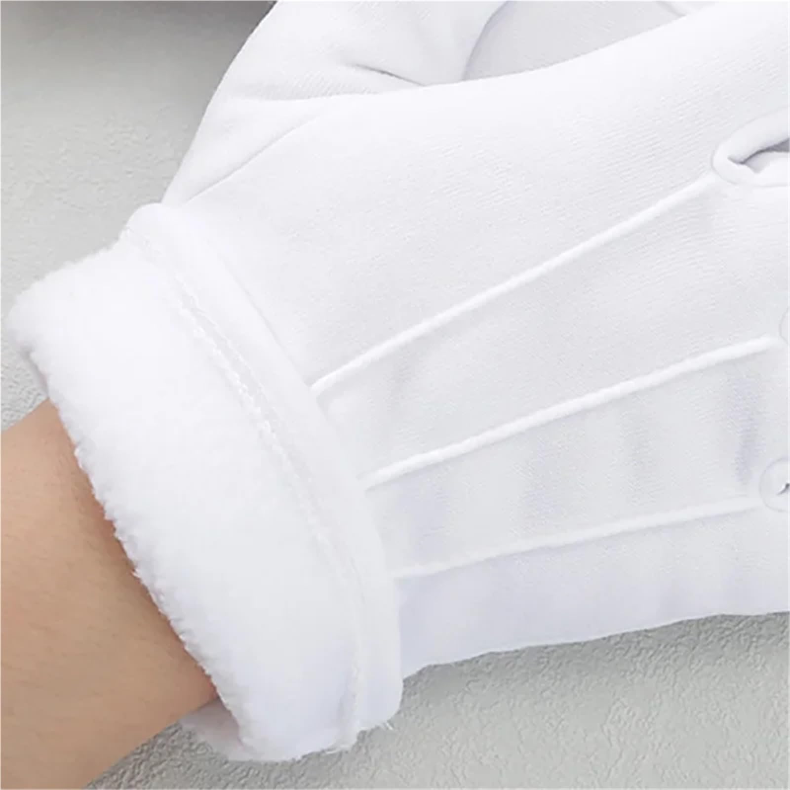 Gants blancs d'hiver chauds for hommes, 2 paires, uniforme de smoking, garde d'honneur, Costume Cosplay, gants majordome travail d'inspection pour Congélateur, Entrepôt