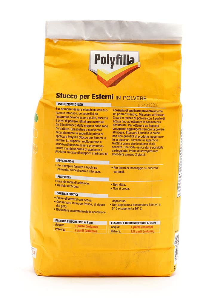 STUCCO UNIVERSALE POLYFILLA - Per Interni Ed Esterni, In Pasta, Bianco 1KG
