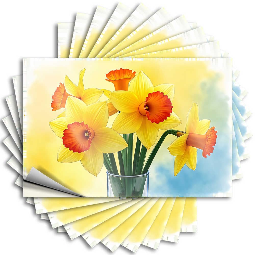 Vibrant Waterlilies in Glass Vase Western Decals | Aesthetic Waterproof Vinyl Laptop Coffee Removable Decal Peel Stick(8X12CM)