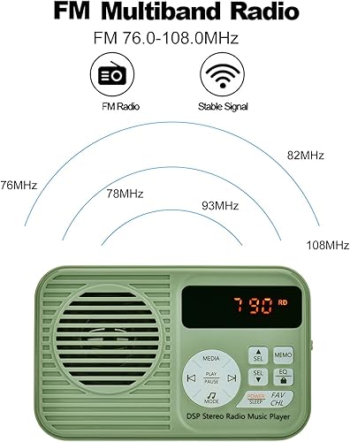Miniatura 3 de Docooler Radio FM portátil, radio digital con pantalla LCD, conector para auriculares de 0.138 in, luz LED, altavoz Bluetooth retro con estéreo,