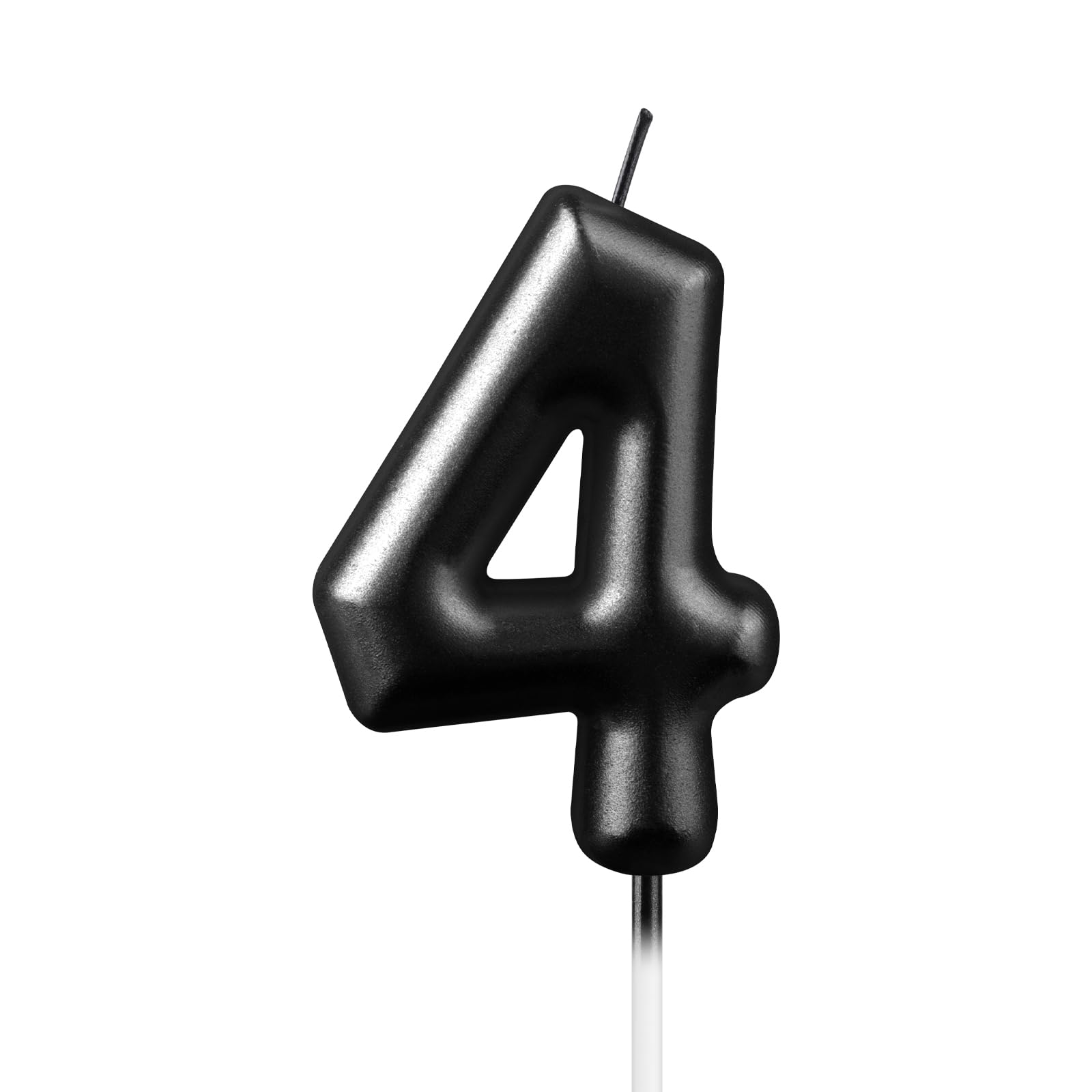 iNINGER Macaron Number 4 Candles - Black 4th Birthday Candles, Happy Birthday Cake Topper Decorations for Women's Sweet Party