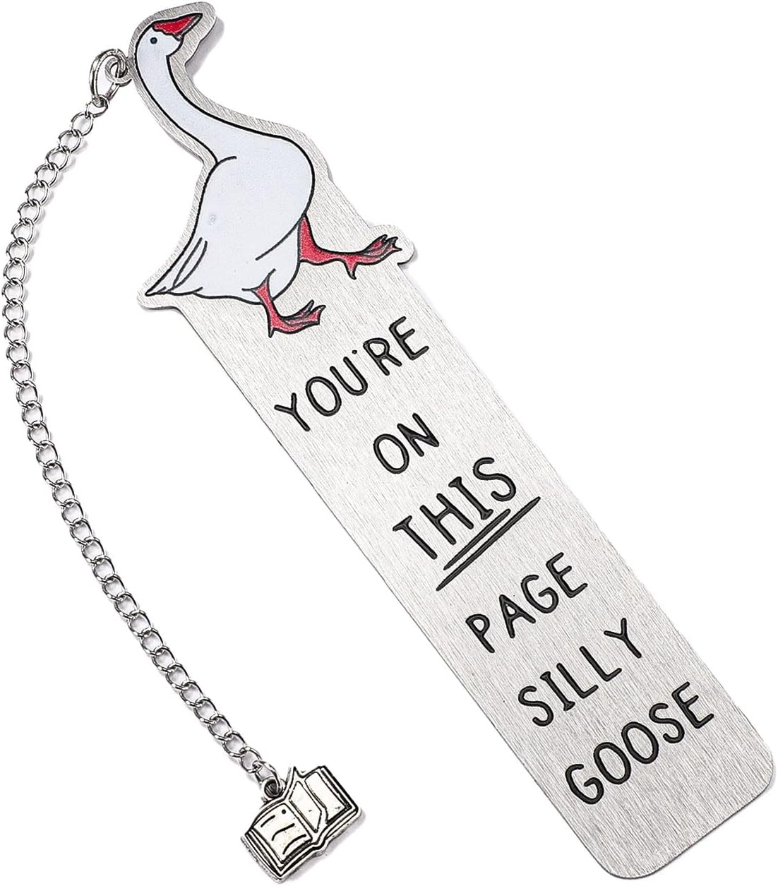 Silly Goose Bookmark, Stainless Steel Funny Silly Goose Pattern Bookmarks for Men Women Practical Reading Accessories Supplies for Kids Teens Adults Book Lovers (Sliver) Silly Goose Bookmark, Stainless Steel Funny Silly Goose Pattern Bookmarks for Men Women Practical Reading Accessories Supplies for Kids Teens Adults Book Lovers (Sliver)