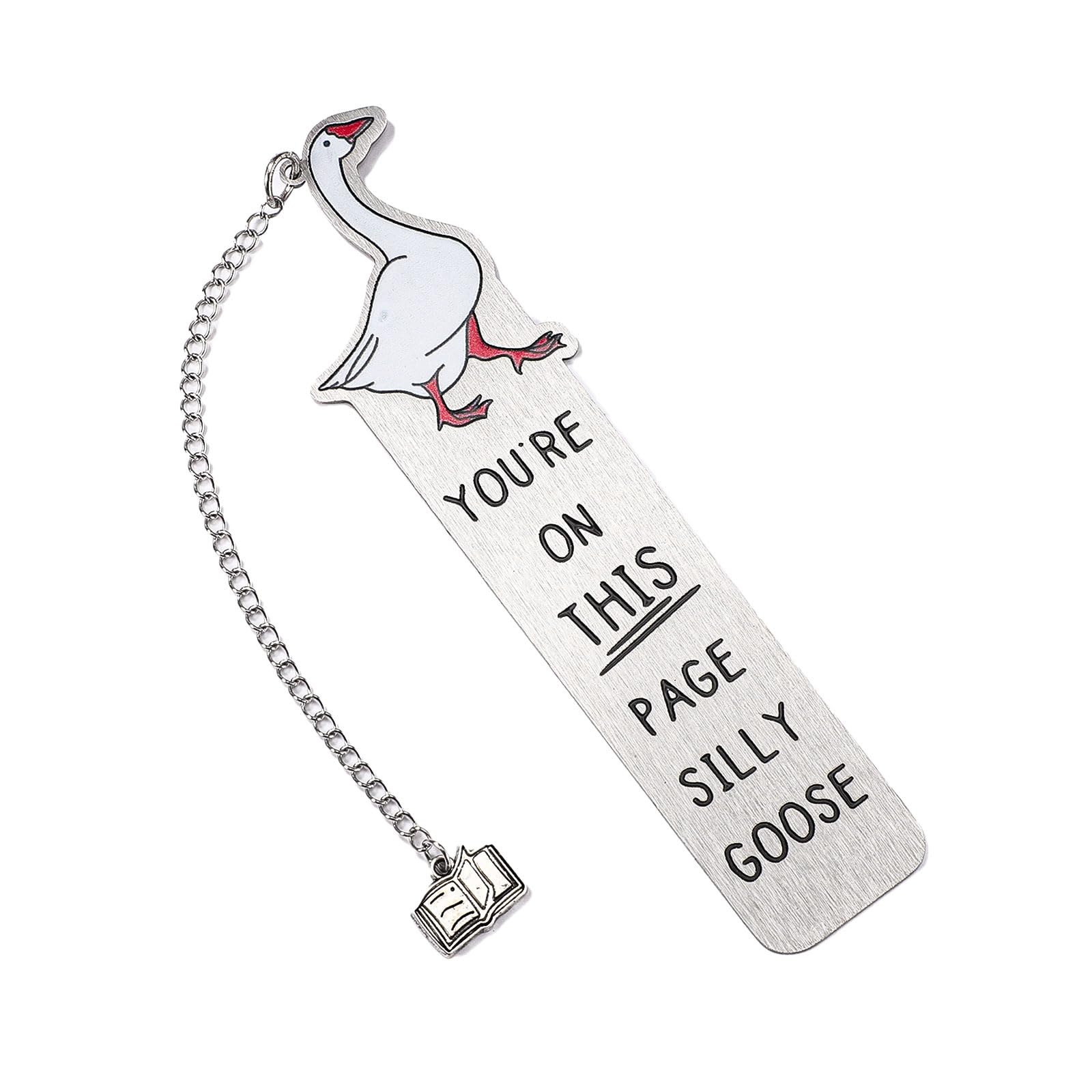 Silly Goose Bookmark, Stainless Steel Funny Silly Goose Cute Book Marker Pattern Bookmarks for Men Women Practical Reading Gifts Accessories Supplies