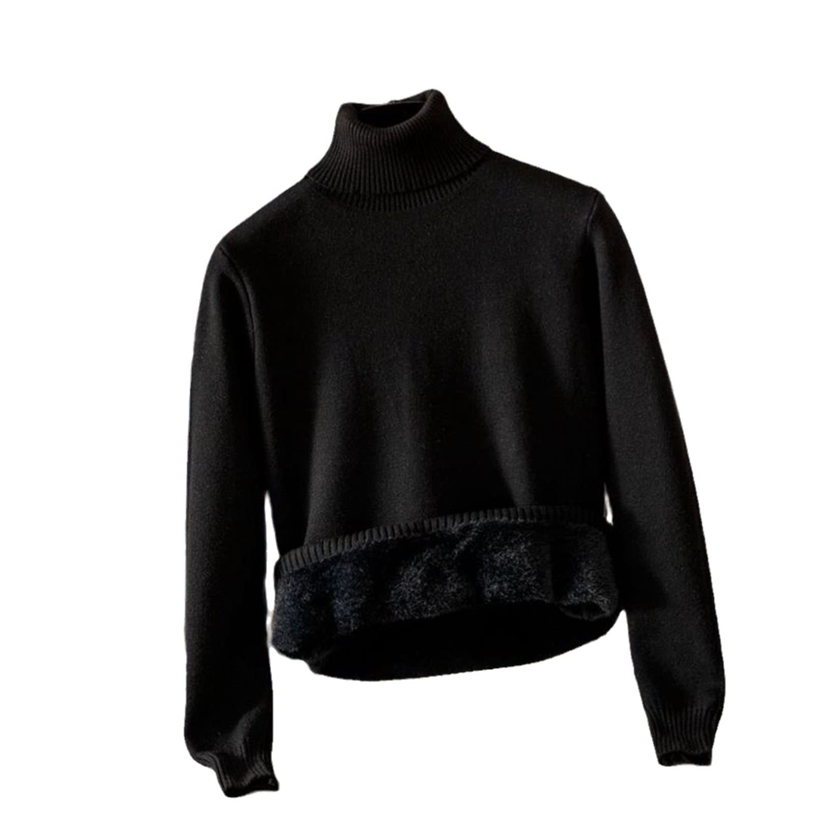 Invierno cálido suéter mullido mujeres cuello alto elegante jersey jersey de punto