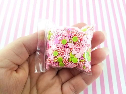 Miniatura 3 de Gránulos falsos de arcilla polimérica YUN1 no comestibles decoden Funfetti Jimmies mezcla de resina vacaciones verde ácido con corazones rosas y