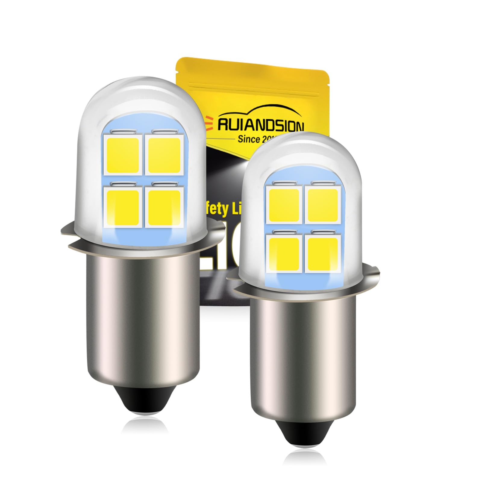 Ruiandsion Lot De 2 Ampoules LED P13.5S 4,5V Blanc Chaud – 2835 3SMD, Sans Polarité Pour Lampes Torches Et Poche