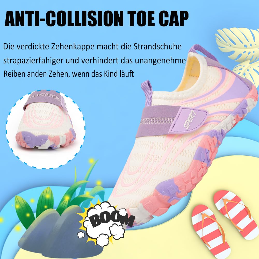 Bambini Scarpe da Spiaggia Ragazze Ragazzi Scarpe da Acqua Scarpette da Surf da Scoglio Water Shoes per Piscina Nuoto Sport Acquatici Sandali 1Rosa 35 EU