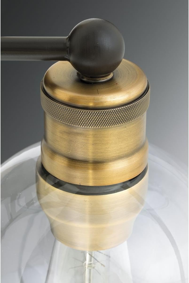 Hot Deals Hansford Collection 4-Light Clear Glass Coastal Bath Vanity Light Antique Bronze