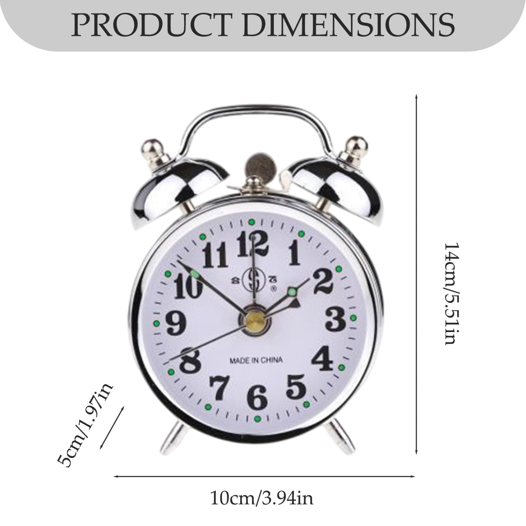 Amazon.com: VCBUJICE Wind Up Alarm Clock, 3.94x1.97x5.51in Silver