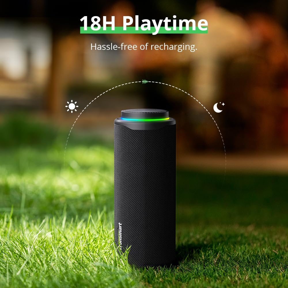 Tronsmart T8 Altavoz Portátil Bluetooth 40W, Luces Led, Protección Agua IPX7, Graves Potentes con Sonido Stereo de Alta Fidelidad, Speaker Inalámbrico con EQ para Camping, Ciclismo, Interior, Exterior