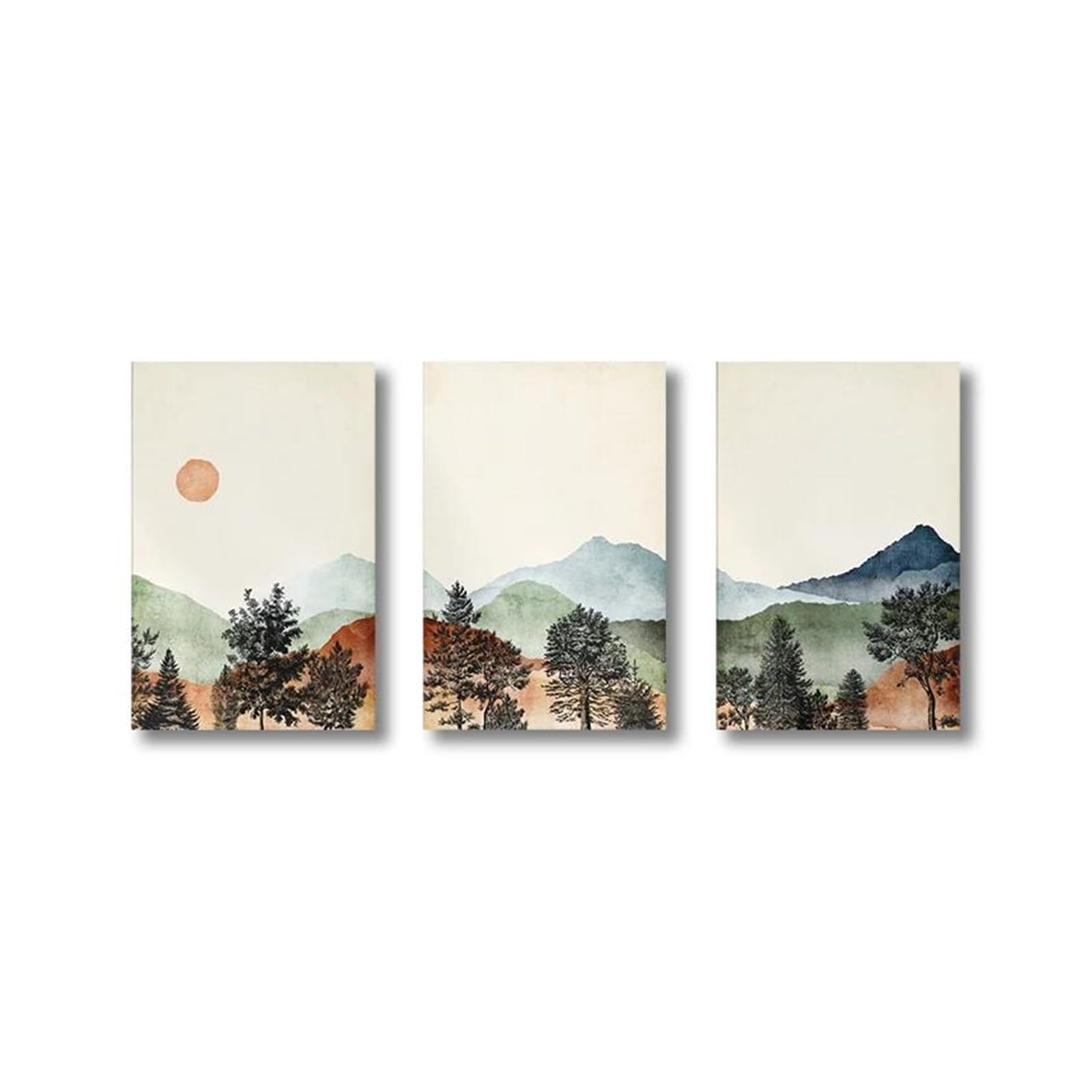 Affiche dart mural montagne pour salon zen ensemble paysage aquarelle 3 pièces