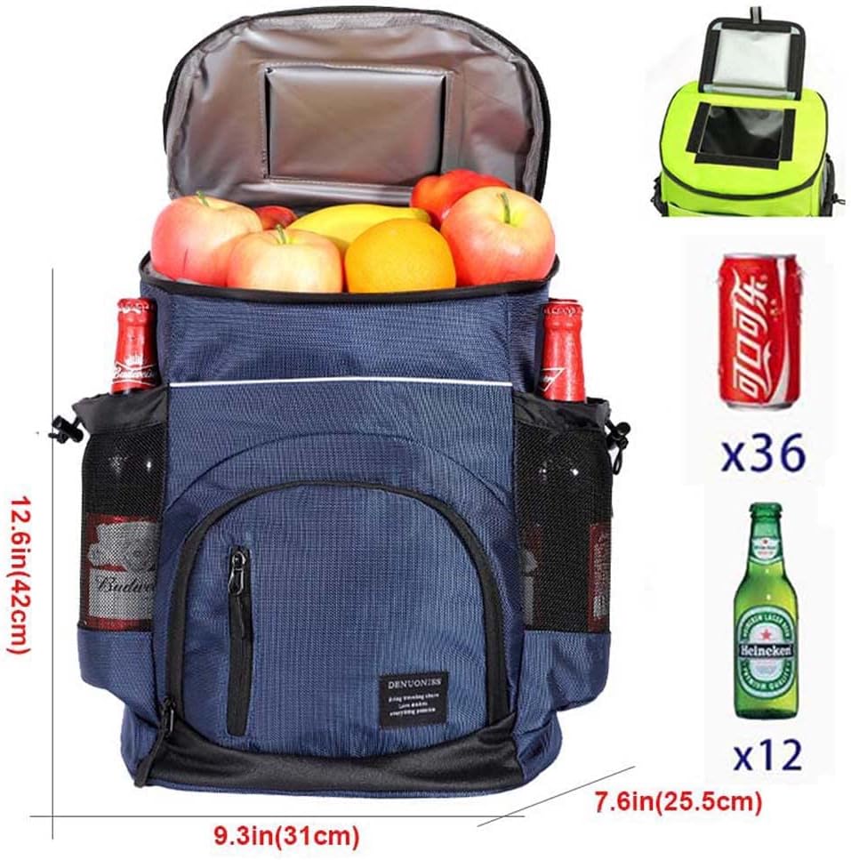 SCOSAO Cooler Backpack 36 Cans, Leak-Proof Insulated Backpack 30L Large Capacity, Double Deck Cooler Bag Up to 12 Hours,Soft Lightweight Lunch Backpack for Men Women Work Beach Camping Picnic (Blue)