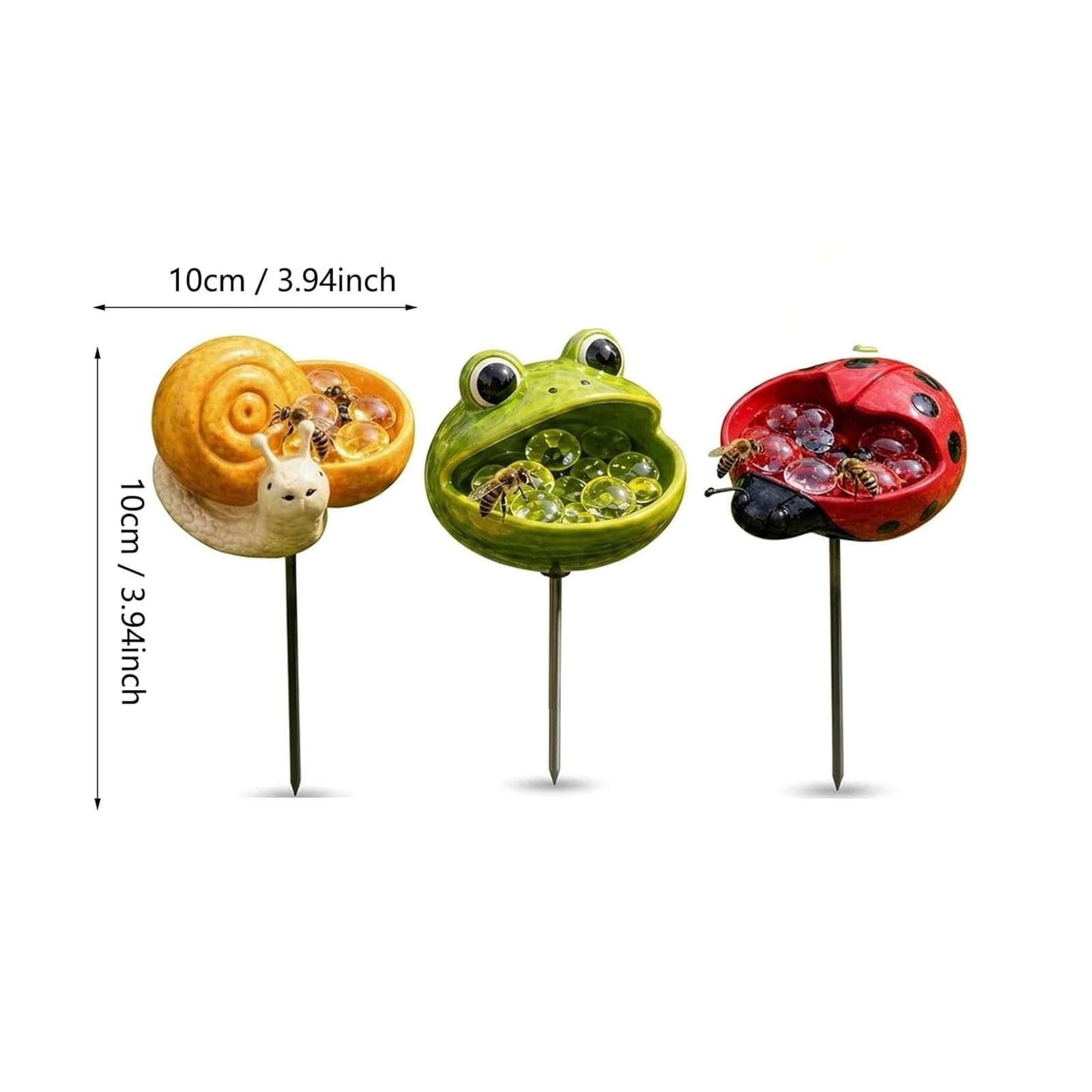 Stazioni di irrigazione uniche per animali, stazione di irrigazione in resina per api da giardino, ciotola decorativa per uccelli, api, farfalle e impollinatori, cortile, patio, prato, giardino (set