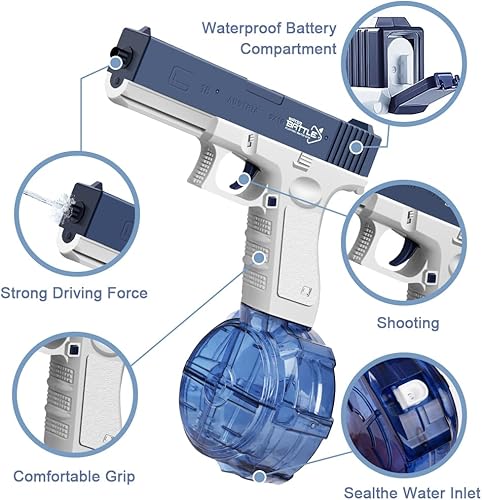 Miniatura 4 de OSDUE Pistola de agua eléctrica de juguete  Pistola de agua de alta capacidad de 465 cc + 60 cc para adultos y niños, pistolas de chorro de agua de