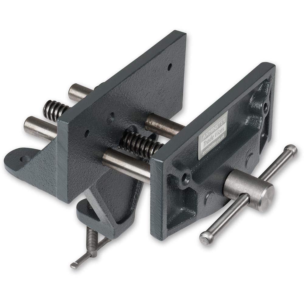 Axminster Trade Vices Black Woodworkers Vice With Table Clamp 150Mm