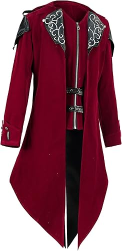 Miniatura 5 de Chaqueta gótica Steampunk con capucha para hombre, disfraz medieval de Halloween para cosplay