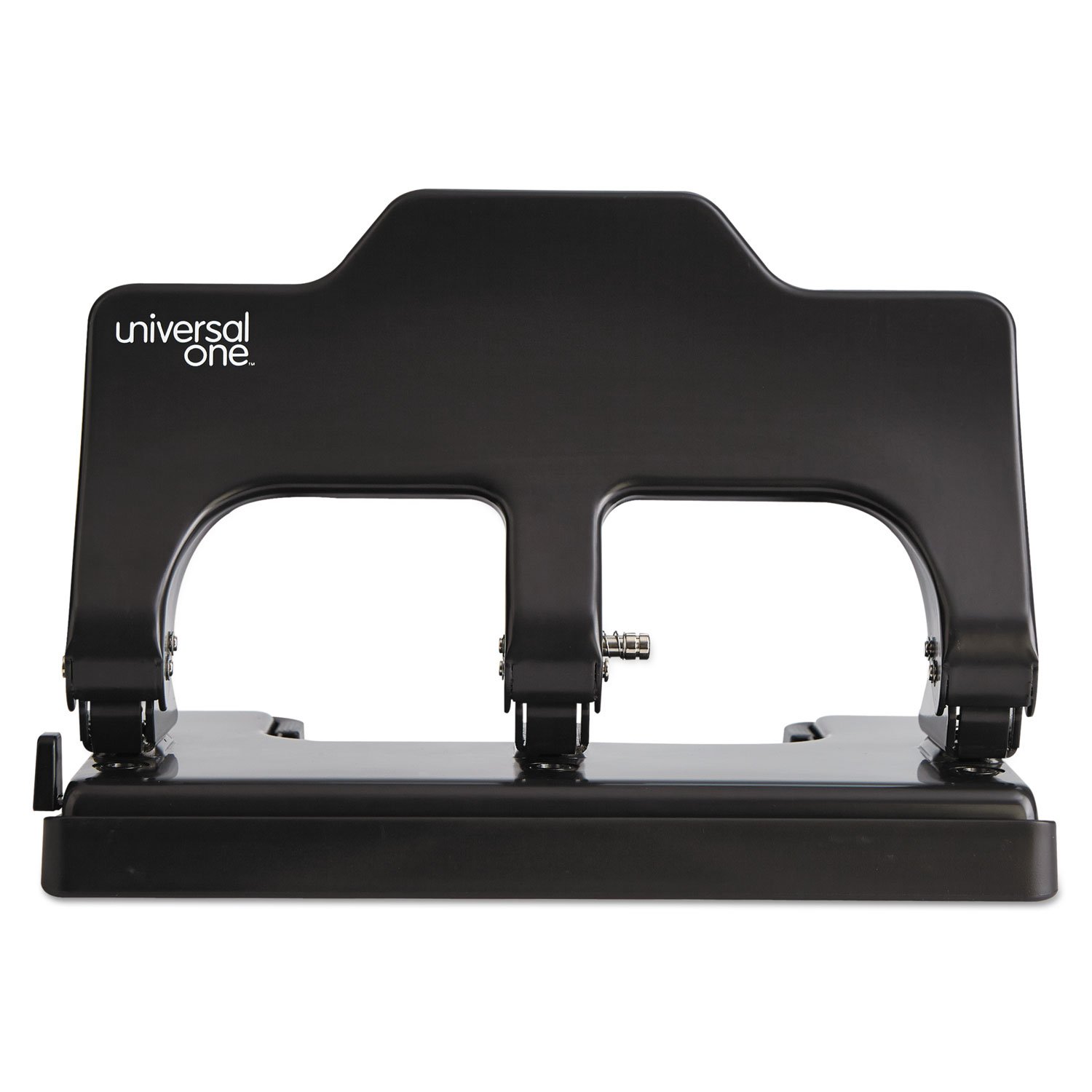 Universal UNV74325 30-Sheet Three 7mm Hole Power Assist Punch - Black