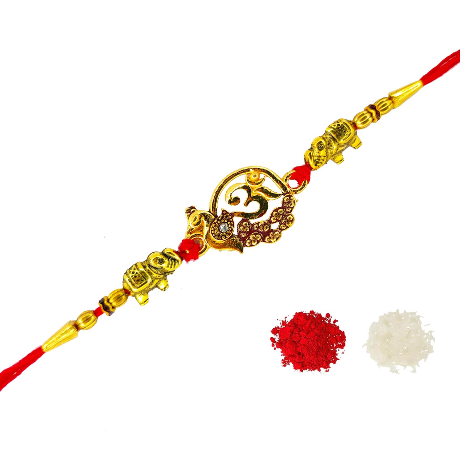 Aarohi Jewells Beautiful Gold Finish Peacock Ganpati Rakhi for Loving Bhai/Bhaiya/Brother with Roli Chawal ARAK10-264 (B0CCYJNKM9) Amazon Price History, Amazon Price Tracker