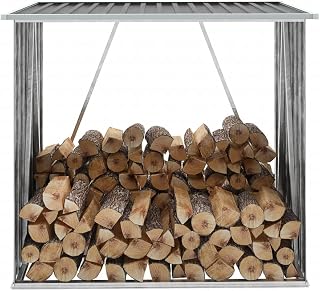 Vetnasa Garden Log Storage Shed Galvanised Steel 163x83x154 cm Anthracite-7091