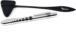 Heavy Duty Reusable Penlight + All Black Tactical Percussion Taylor Hammer (A2ZSCILAB) (Silver Penlight + Hammer)