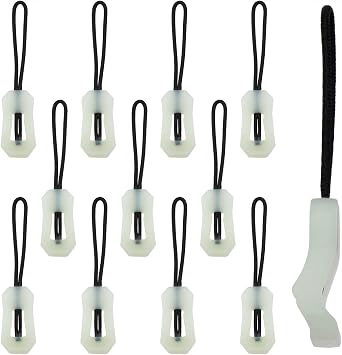 Yocimango Glow in The Dark Zipper Pulls Fluorescent Green Luminous 1.3 Inch Zipper Pull Suitcase Jacket Jacket Backpack Tent Zipper Outdoor Camping Tool Replacement Helper-12PCS, YO-27871