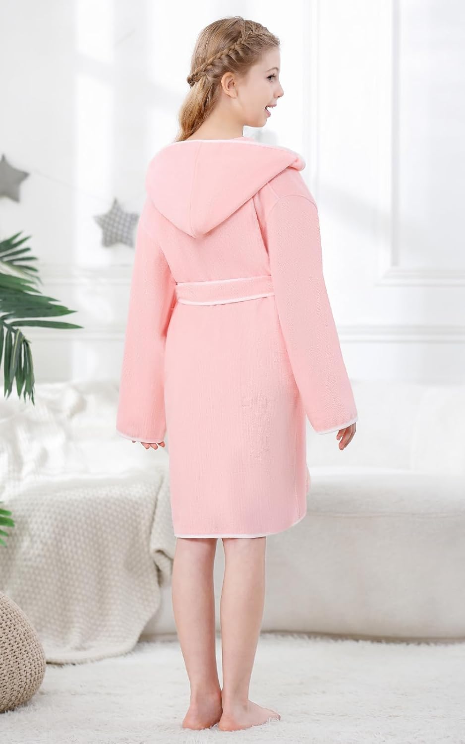 Umeyda Boys Girls Bathrobe Soft Towel Hooded Robe Kids Terry Cloth Cotton Robes, 3-12 Years - Image 6